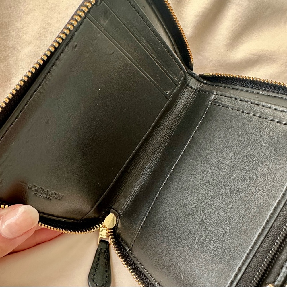 Coach Monogram Zip Wallet | Brown and Black | Medium - Picture 4 of 7